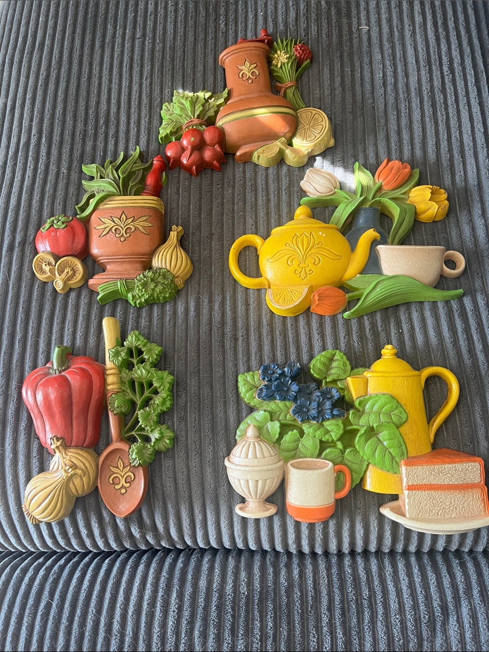 1979’s Dart Colorful Ceramic Kitchen Wall Plaques - Set of 5